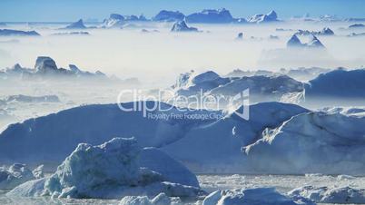 Freezing Air Lying Between Ice Floes & Icebergs