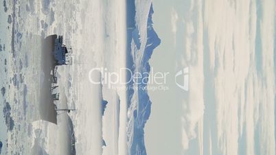 Vertical View of Nautical Vessel in Melting Ice Floes