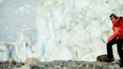 Young Female Hiking in an Arctic Landscape