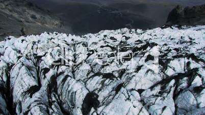 Aerial View of Volcanic Dust Layer on Glaciers