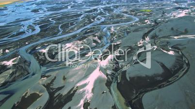 Aerial view of vast swathes of volcanic ash, Iceland