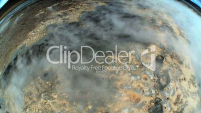 Wide Angle View of Rising Hot Volcanic Steam