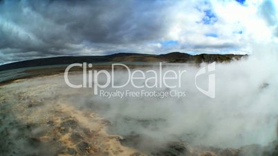 Swirling Steam from Hot Volcanic Springs