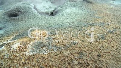 Underground Volcanic Springs Erupting in Close up