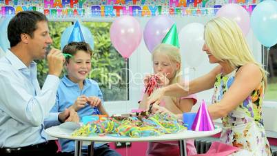 Young Caucasian Girl Enjoying Birthday Celebrations