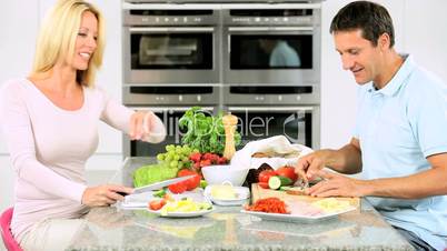 Attractive Couple Preparing Healthy Lunch
