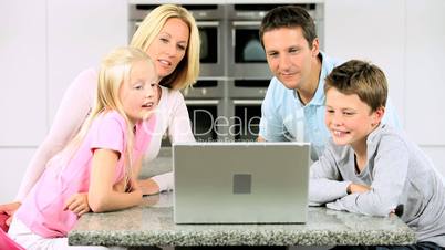 Caucasian Family Having Online Webchat at Home