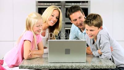 Caucasian Family Having Online Webchat at Home