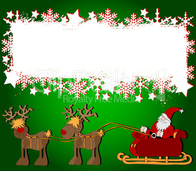Grußkarte Weihnachtsmann mit Schlitten