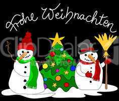 Grußkarte Schneemann Weihnachtsbaum