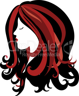 Frauenkopf mit langen Haaren