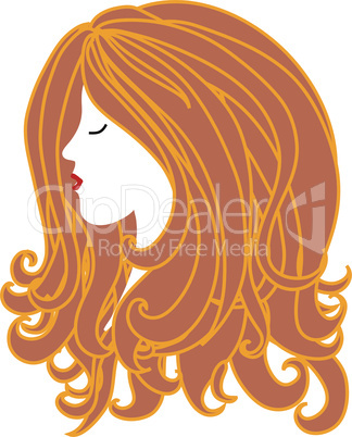 Frauenkopf mit langen Haaren