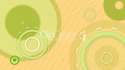 green orange circles and lines seamless loop background