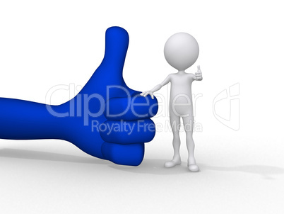 3d small people holding on a positive symbol, 3d image
