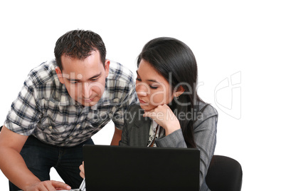 portrait of confident business woman explaining a project to colleague at the office