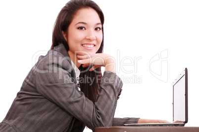 beautiful asian woman using her laptop