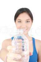 girl hold bottle of pure still drinking water nutrition facts