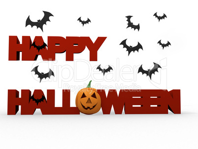 Happy halloween lettering with graphic of fiery pumpkin