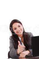 attractive business woman pointing her finger