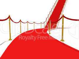 image on the staircase with red carpet, illuminated