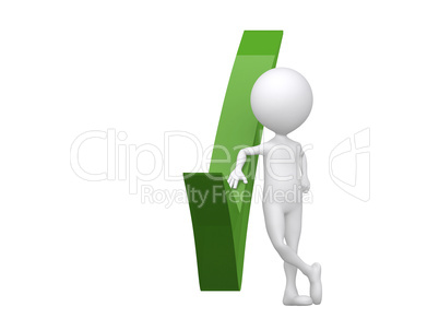 3d man with a green check mark.