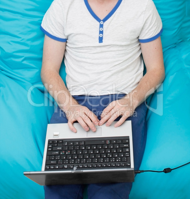 Teenager with laptop