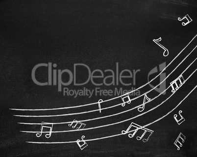 Music notes on blackboard