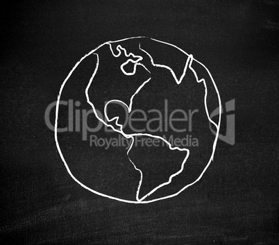 Earth drawn on a blackboard