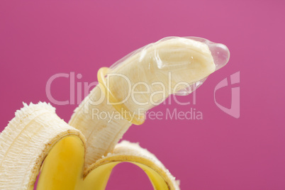 Banana wearing condom