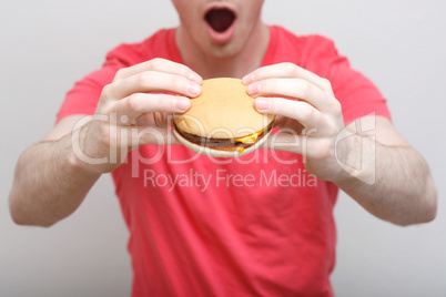 Man eating burger