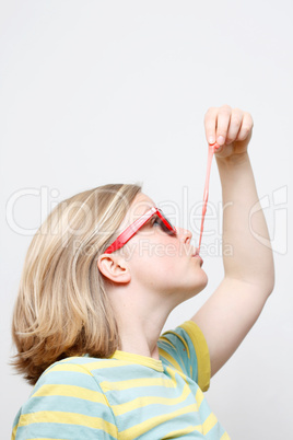 Girl playing with gum