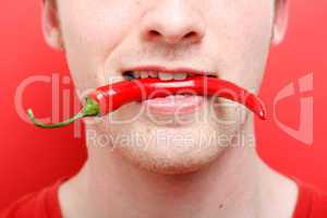 Eating chili pepper