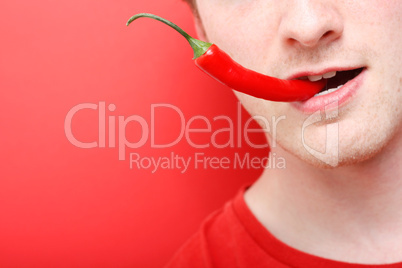 Eating chili pepper