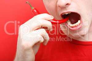 Eating chili pepper