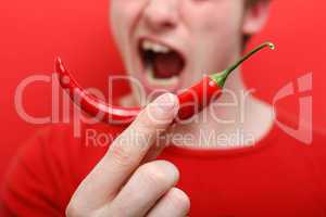 Eating chili pepper