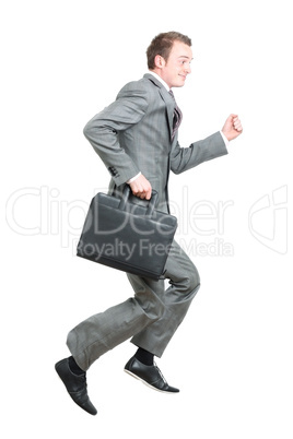 Business man running to work