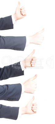 Business men with thumbs up