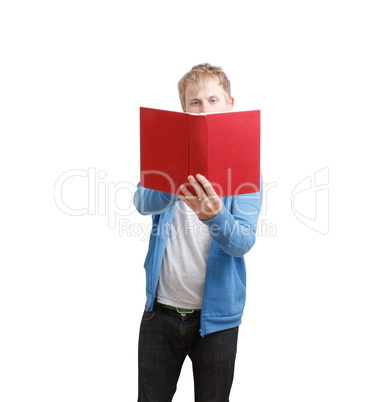 Student reading book