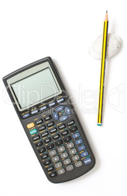 Calculator and pencil