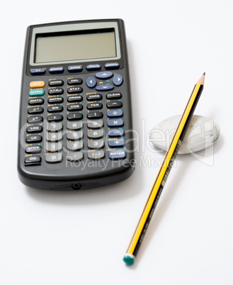 Calculator and pencil