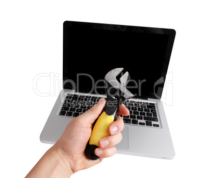 Man fixing computer