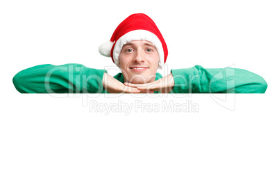 Guy with santa hat and sign