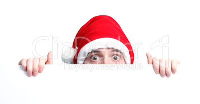 Guy with santa hat and sign