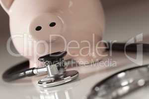 Piggy Bank and Stethoscope with Selective Focus