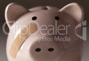 Piggy Bank with Bandage on Face