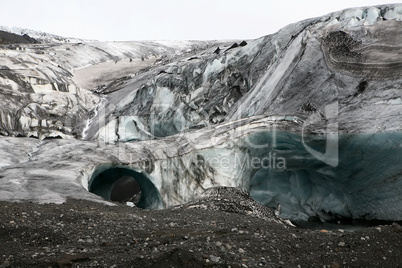 Iceland glacier with two ice arches