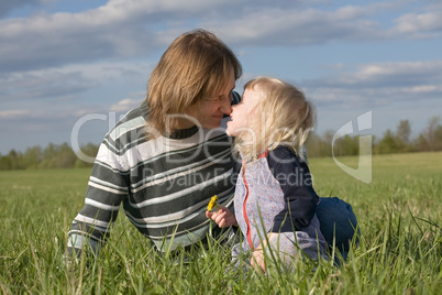 daughter kiss