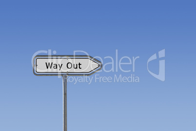 Way out sign on signpost