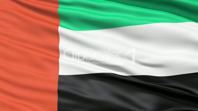 Realistic 3D detailed slow motion Arab Emirates flag in the wind