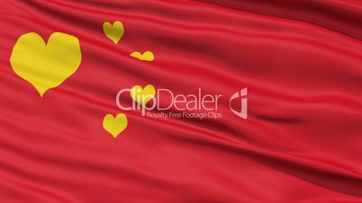 Realistic 3D detailed slow motion Chinalove flag in the wind